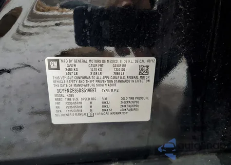 2013 Cadillac Srx Luxury Collection z USA, uszkodzony, nr VIN 3GYFNCE35DS519697